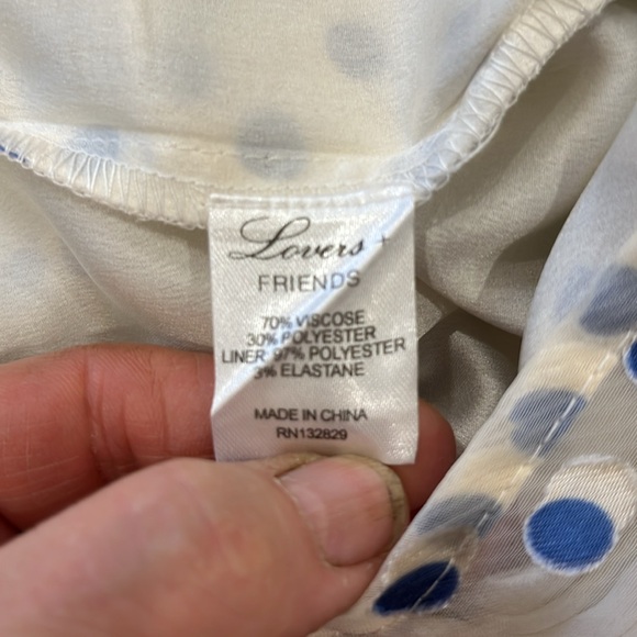 EUC Lovers & Friends blue velvet dotted white georgette fabric shorts romper - Picture 14 of 15